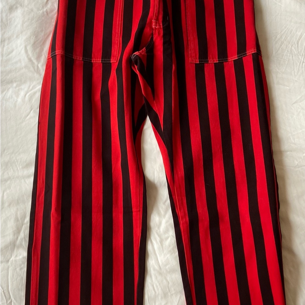 BIG BUD PRESS Work Pants, XL, Red and Black Striped Pants